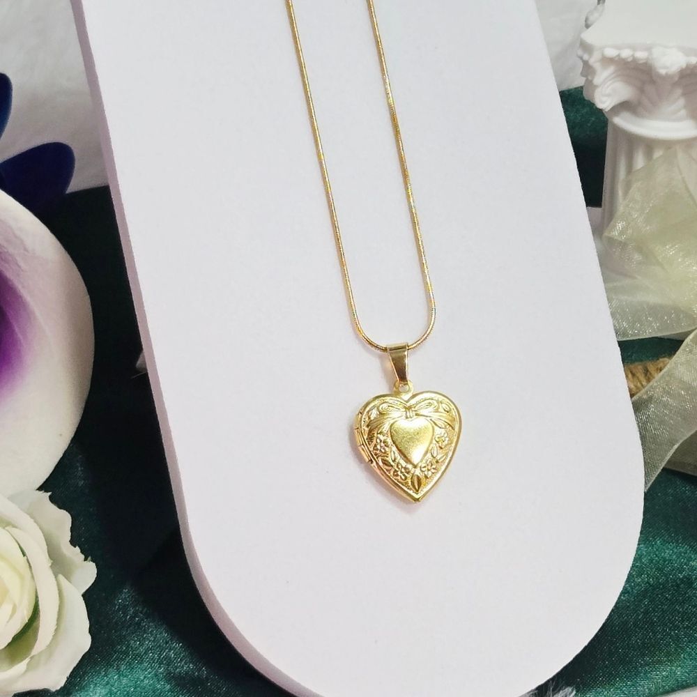 Gold Heart Locket Necklace 18K Gold Plated Stainless Steel Snake Chain Y2k Gift